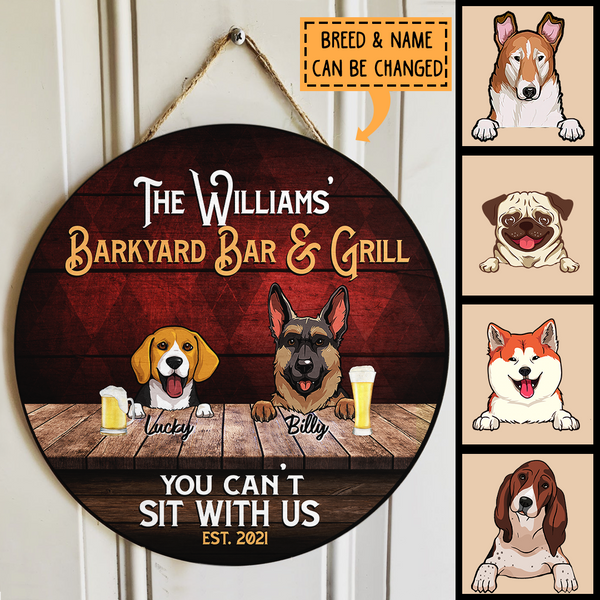 Pawzity Backyard Bar And Grill Sign, Gifts For Dog Lovers, You Can't Sit With Us Custom Wooden Signs , Dog Mom Gifts