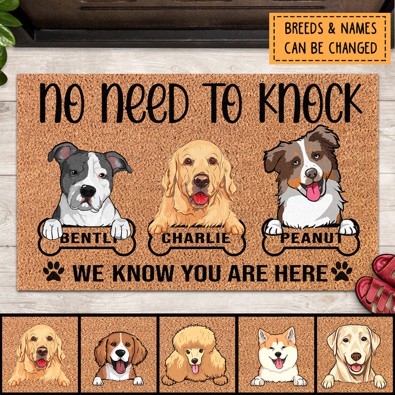 Pawzity No Need To Knock Custom Doormat, Gifts For Dog Lovers, We Know You Are Here Dog & Bone Front Door Mat