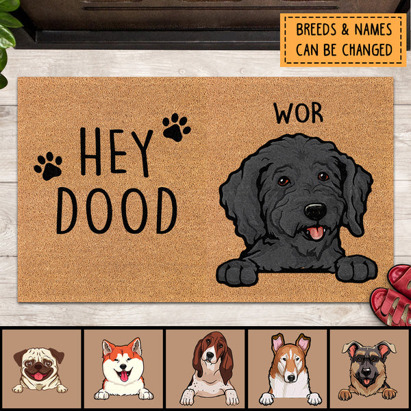 Pawzity Custom Doormat, Gifts For Dog Lovers, Hey Dood Personalized Housewarming Gifts