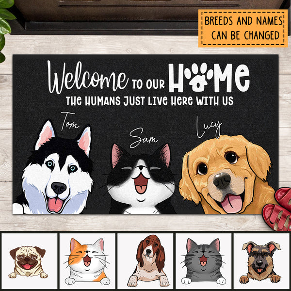 Pawzity Welcome To Our Home Personalized Doormat, Gifts For Pet Lovers,  Brown Front Door Mat