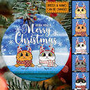 Wish You A Merry Christmas -  Bluetone - Personalized Cat Christmas Ornament