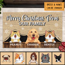 Christmas Personalized Doormat, Gifts For Pet Lovers, Merry Christmas From Our Family Front Door Mat