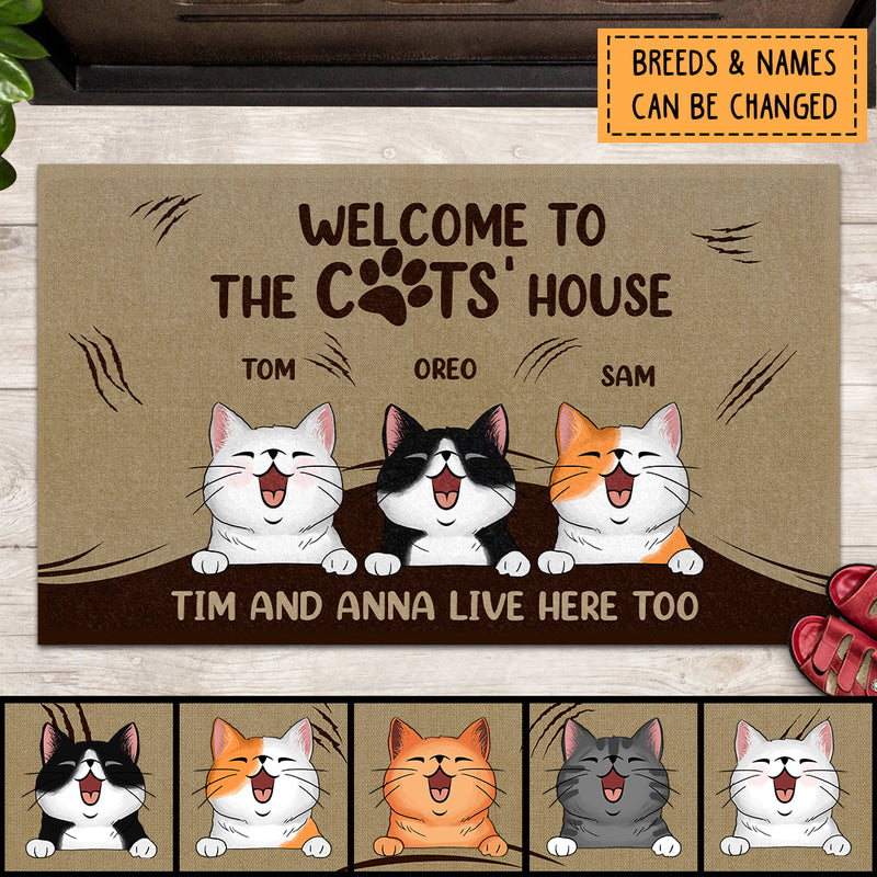 Pawzity Custom Doormat, Gifts For Cat Lovers, Welcome To Cats' House The Humans Live Here Too Front Door Mat
