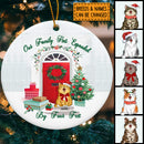 Our Family Has Expanded By Four Feet Circle Ceramic Ornament - Personalized Cat Lovers Decorative Christmas Ornament