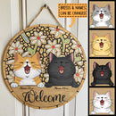 Pawzity Welcome Door Signs, Gifts For Cat Lovers, Dragonfly Custom Wooden Signs , Cat Mom Gifts