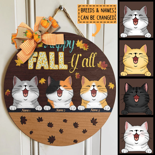 Pawzity Happy Fall Y'all Signs, Gifts For Cat Lovers, Fall Decoration For Home , Cat Mom Gifts