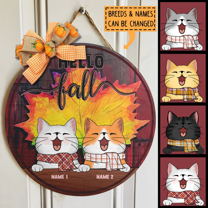 Pawzity Fall Welcome Door Signs, Maple Leaves Front Door Decor, Hello Fall Signs