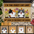 Pawzity Custom Doormat, Gifts For Cat Lovers, Welcome To The Crazy Cat House Front Door Mat