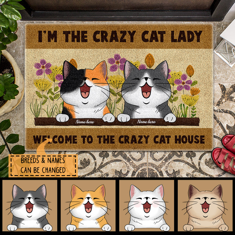 Pawzity Custom Doormat, Gifts For Cat Lovers, Welcome To The Crazy Cat House Front Door Mat
