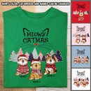 Meowy Catmas, Christmas Cat With Pine Trees, Personalized Cat Breeds T-shirt, Xmas Gifts For Cat Lovers, Christmas T-shirt