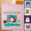 Official Sleep Shirt, Chibi Girl With Her Dog, Personalized Dog Lovers T-shirt