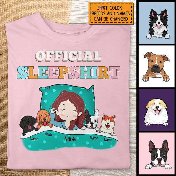 Official Sleep Shirt, Chibi Girl With Her Dog, Personalized Dog Lovers T-shirt