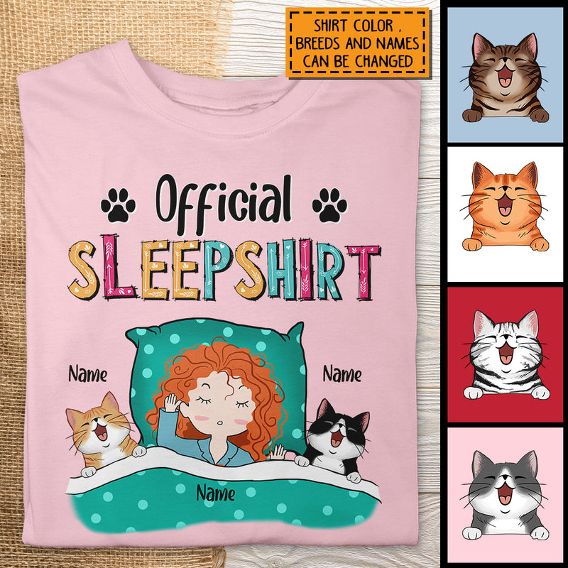 Official Sleepshirt, Girl And Her Cats, Personalized Cat Breeds T-shirt, Gift For Cat Lovers
