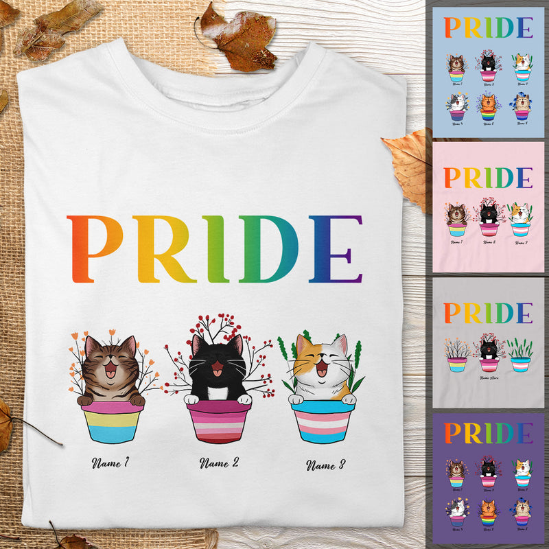 LGBTQ - Plant Pot And Cats - Personalized Cat T-shirt