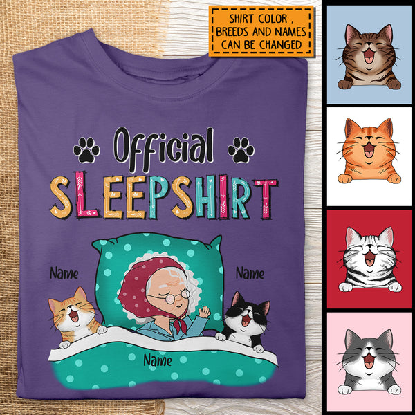 Official Sleepshirt, Old Lady With Her Cats, Personalized Cat Breeds T-shirt, Gift For Cat Lovers