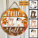Pawzity Hello Fall Welcome Door Signs, Gifts For Cat Lovers, Autumn Maple Leaves Decoration For Home , Cat Mom Gifts