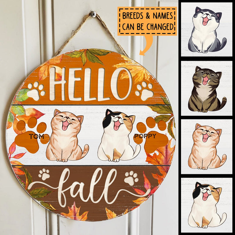 Pawzity Hello Fall Welcome Door Signs, Gifts For Cat Lovers, Maple Leaves Decoration For Home , Cat Mom Gifts