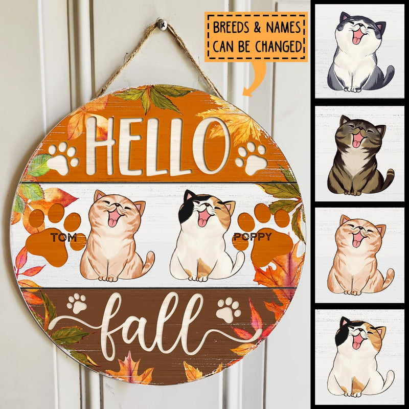 Pawzity Hello Fall Welcome Door Signs, Gifts For Cat Lovers, Autumn Ma