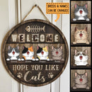 Pawzity Welcome Door Signs, Custom Wooden Signs, Hope You Like Cats , Cat Mom Gifts