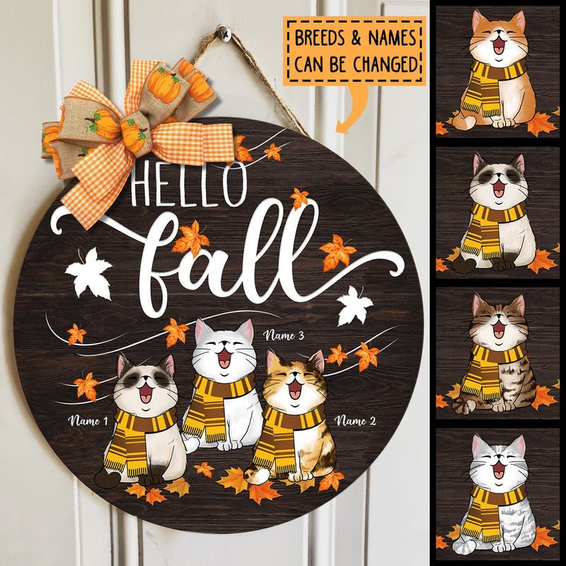 Pawzity Fall Welcome Signs, Fall Gifts For Cat Lovers, Hello Fall Welcome Sign Front Door , Cat Mom Gifts