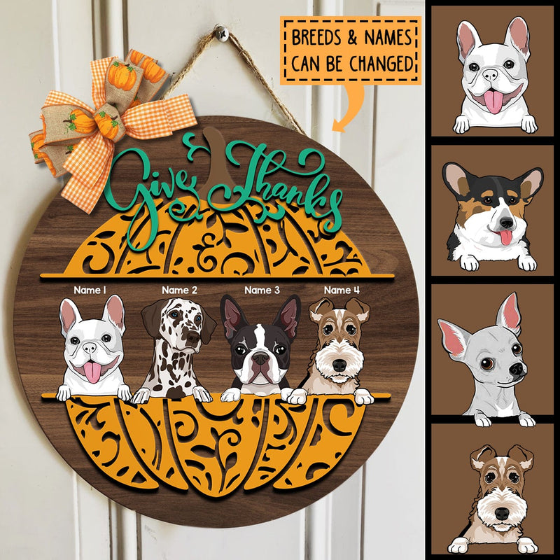 Thanksgiving Welcome Signs, Give Thanks Welcome Sign For Front Door, Fall Gifts For Dog Lovers , Dog Mom Gifts