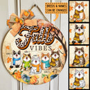 Pawzity Fall Welcome Signs, Leopard Front Door Decor, Fall Vibes Custom Wooden Signs