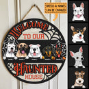 Halloween Welcome To Our Haunted House Signs, Halloween Decorations For Dog Lovers, Spiderweb Welcome Door Signs , Dog Mom Gifts