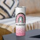 The Influence Of A Good Teacher Can Never Be Erased - Pink Glitter Personalized Skinny Tumbler - Gift For Teacher