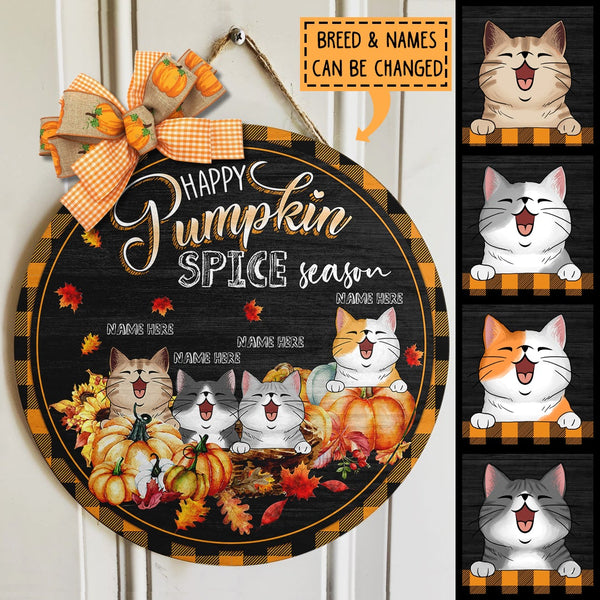 Pawzity Fall Welcome Door Sign, Gifts For Cat Lovers, Happy Pumpkin Spice Season , Cat Mom Gifts