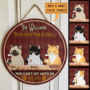 Pawzity Backyard Bar & Grill Sign, Gifts For Cat Lovers, You Can't Sit With Us Custom Wooden Signs , Cat Mom Gifts