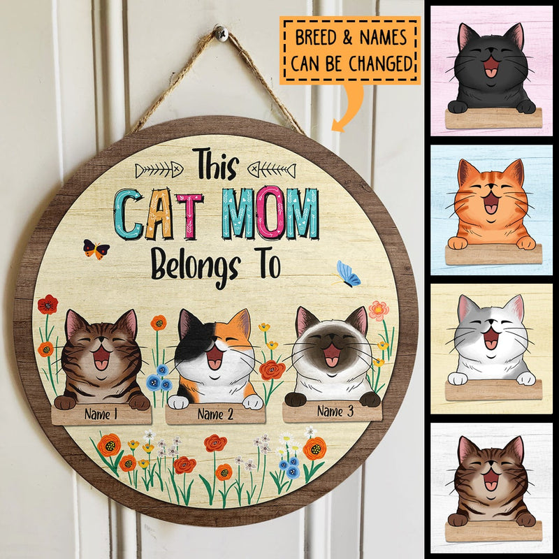 Pawzity Custom Wood Signs, Gifts For Cat Lovers, This Cat Mom Belongs To, Personalized Housewarming Gifts , Cat Mom Gifts