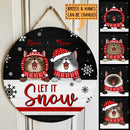Christmas Door Decorations, Gifts For Dog Lovers, Let It Snow Black & White Background Custom Door Signs , Dog Mom Gifts