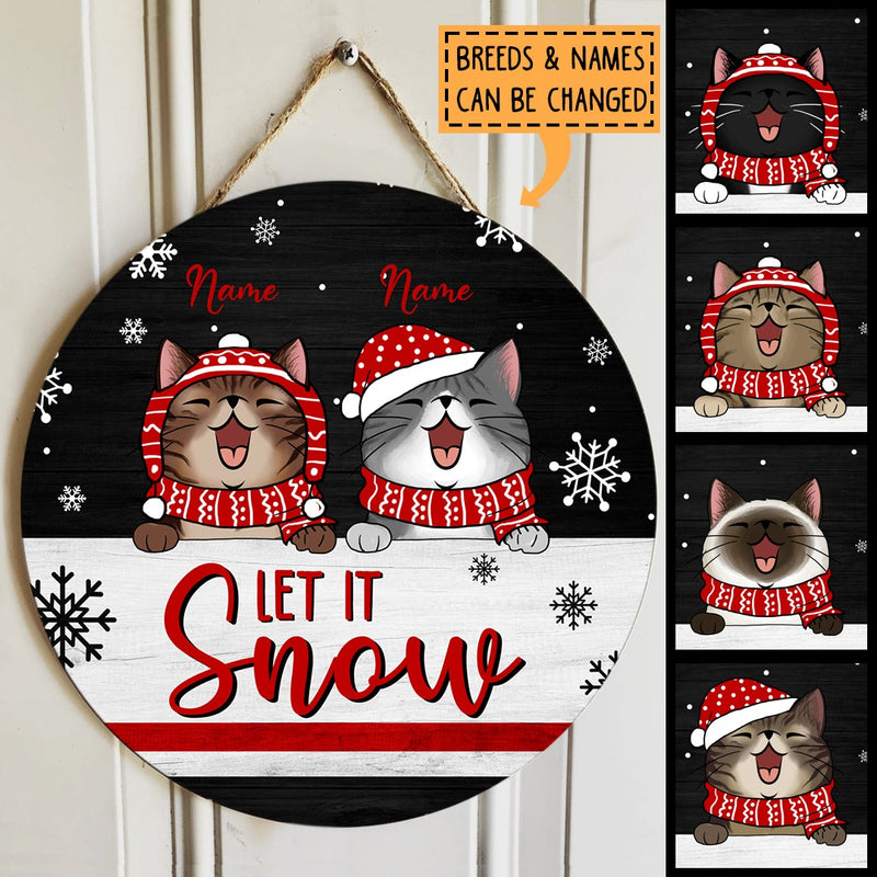 Christmas Door Decorations, Gifts For Dog Lovers, Let It Snow Black & White Background Custom Door Signs , Dog Mom Gifts