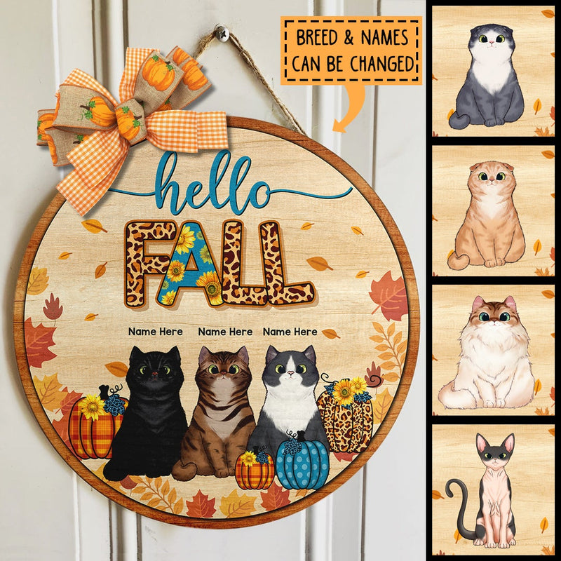 Pawzity Hello Fall Welcome Door Signs, Gifts For Cat Lovers, Welcome Sign For Front Door , Cat Mom Gifts