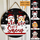 Christmas Door Decorations, Gifts For Dog Lovers, Let It Snow Black Background Custom Door Signs , Dog Mom Gifts