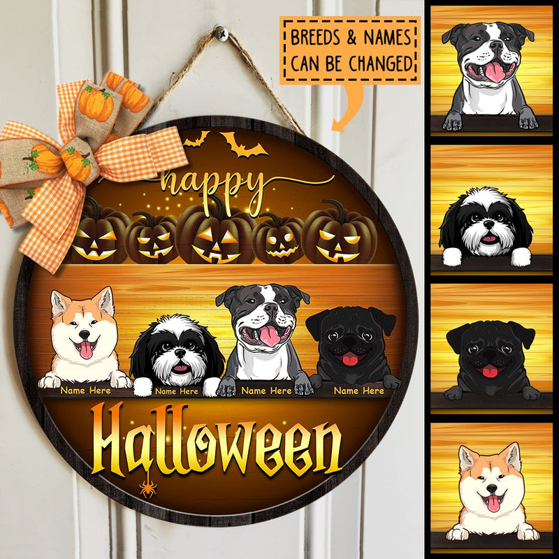 Halloween Welcome Door Signs, Happy Halloween Decorations For Dog Lovers, Golden Custom Wooden Signs , Dog Mom Gifts