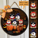 Halloween Trick Or Treat Signs, Halloween Decorations For Cat Lovers, Welcome Sign For Front Door , Cat Mom Gifts
