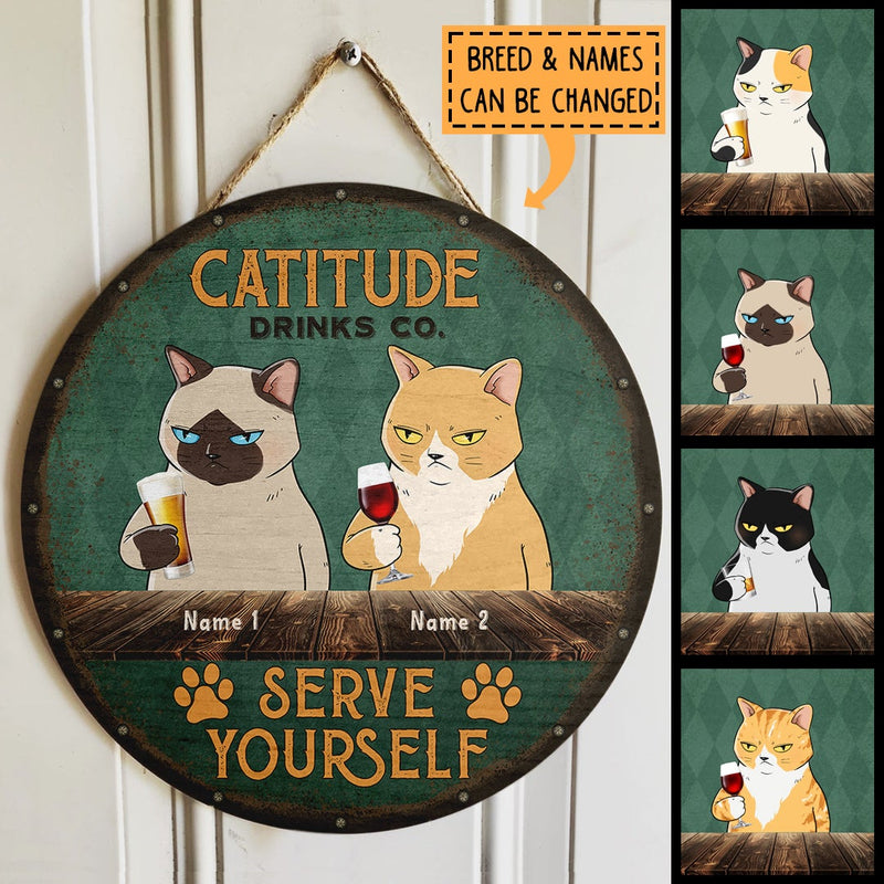 Pawzity Custom Wooden Signs, Gifts For Cat Lovers, Catitude Drink CO. Serve Yourself, Personalized Housewarming Gifts , Cat Mom Gifts
