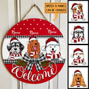 Christmas Dog Welcome Door Sign, Gift For Dog Lovers, Black Plaid Bow Home Sweet Home Signs , Dog Mom Gifts