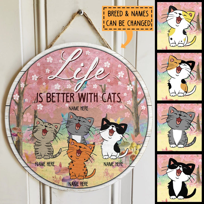 Pawzity Custom Wooden Signs, Gifts For Cat Lovers, Life Is Better With Cats , Cat Mom Gifts