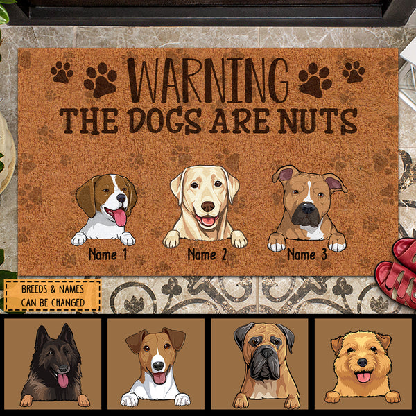 Pawzity Custom Doormat, Gifts For Dog Lovers, Warning Dogs Are Nuts Outdoor Door Mat