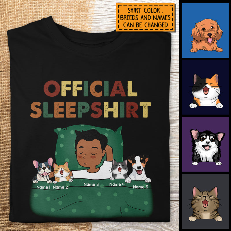 Official Sleepshirt, Man & Pet, Personalized Dog & Cat T-shirt, Gift For Him, T-shirt For Pet Lovers