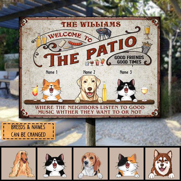 Pawzity Metal Patio Sign, Gifts For Pet Lovers, Welcome To The Patio Good Friends Good Times Funny Signs