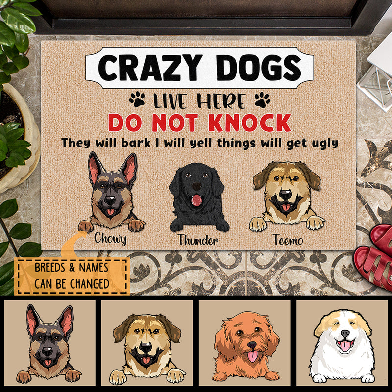 Pawzity Personalized Doormat, Gifts For Dog Lovers, Do Not Knock They Will Bark Front Door Mat