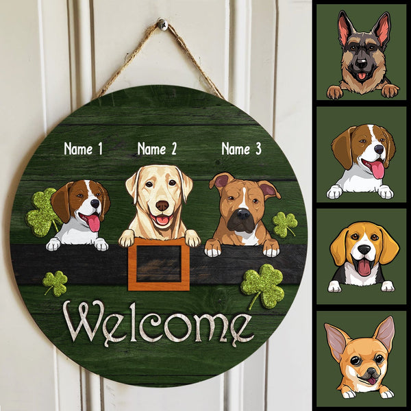St. Patrick's Day Welcome Door Signs, Gifts For Dog Lovers, Shamrock Round Welcome Sign , Dog Mom Gifts