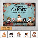 Pawzity Metal Garden Sign, Gifts For Pet Lovers, Grown With Love Personalized Home Sign, Flower Vintage Signs