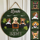 St. Patrick's Day Custom Wooden Signs, Gifts For Dog Lovers, Luck of The Irish Custom Signs Outdoor , Dog Mom Gifts