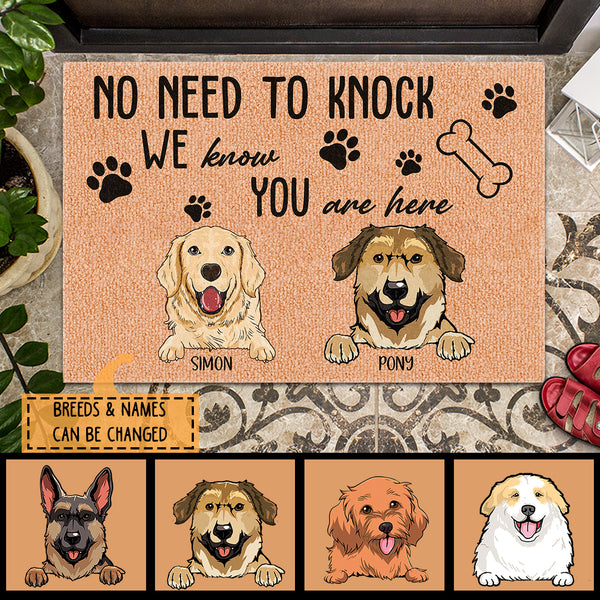 Pawzity No Need To Knock Custom Doormat, Gifts For Dog Lovers, We Know You Are Here Dog Welcome Mat