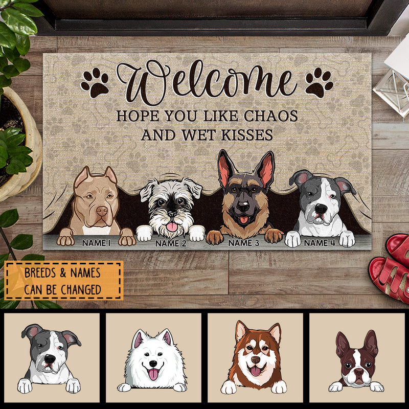 Pawzity Custom Doormat, Gifts For Dog Lovers, Welcome Hope You Likes Chaos And Wet Kisses Outdoor Door Mat