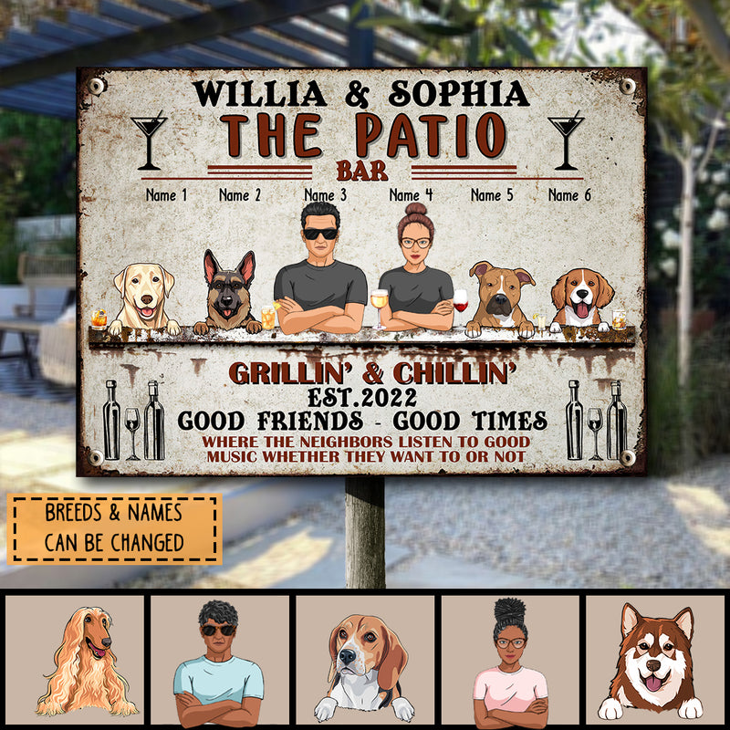 Pawzity Metal Patio Signs, Gifts For Dog Lovers, Where The Neighbors Listen To Good Music Bar Signs